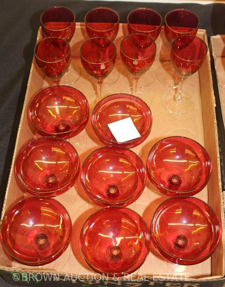 (53) Ruby Flashed pcs. Incl. wines, goblets, sherbets, bowls, etc.