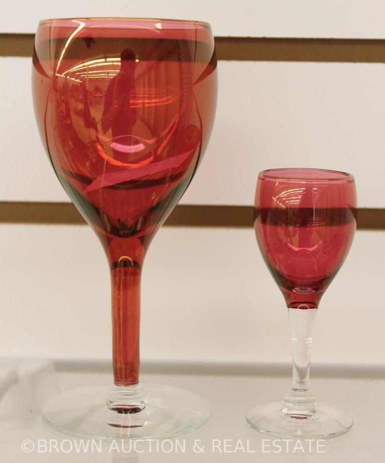 (53) Ruby Flashed pcs. Incl. wines, goblets, sherbets, bowls, etc.