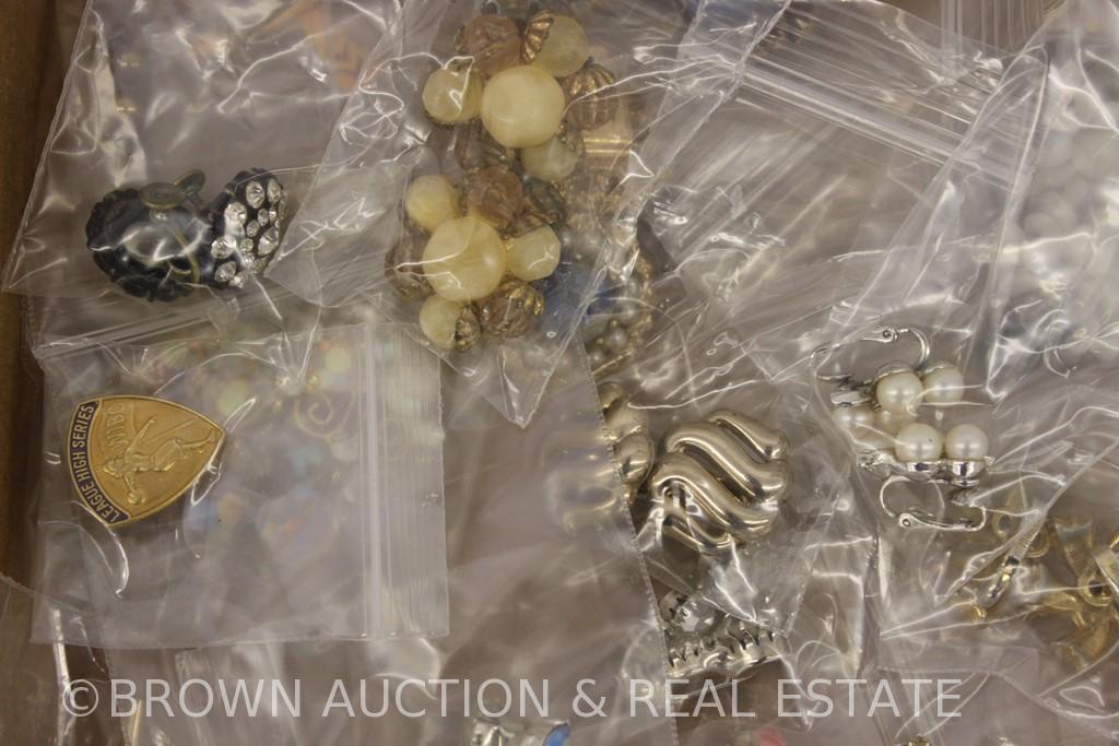 Box lot of costume jewelry, mostly earrings