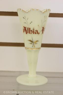 Custard Glass vase and goblet-shaped vase
