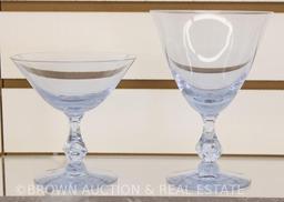 (6) Tiffin Twilight goblets and (5) champagnes