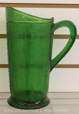 (3) Good Milk/butter/flour/coffee/sugar measuring pitchers: green, clear and cobalt