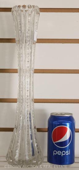 Cut Glass 15" tall slim vase