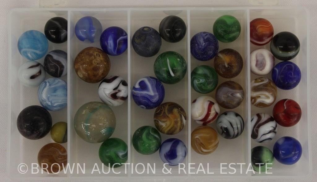 Box lot of assorted marbles