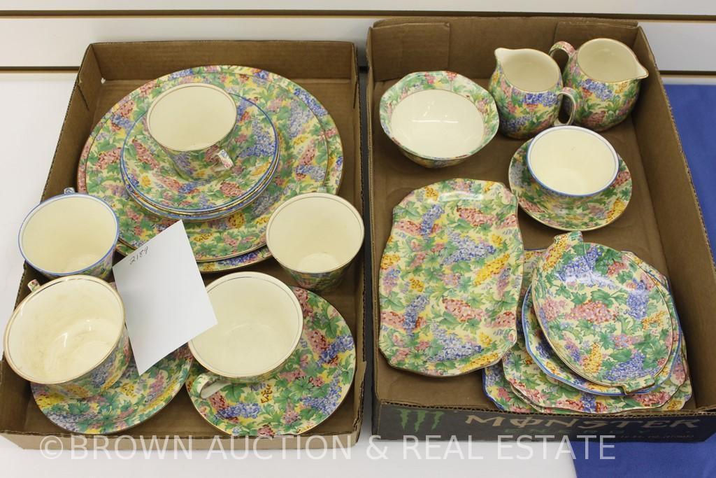 (2) Box lots of Royal Winton Chintz "Somerset" dishes incl. plates, creamers, cups/saucers