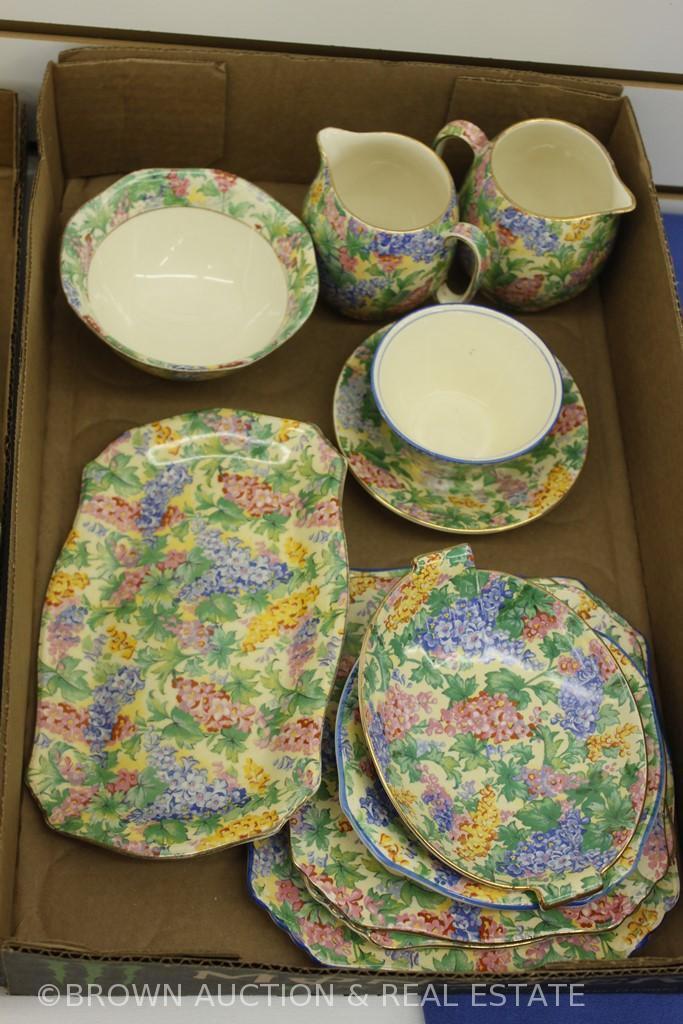 (2) Box lots of Royal Winton Chintz "Somerset" dishes incl. plates, creamers, cups/saucers