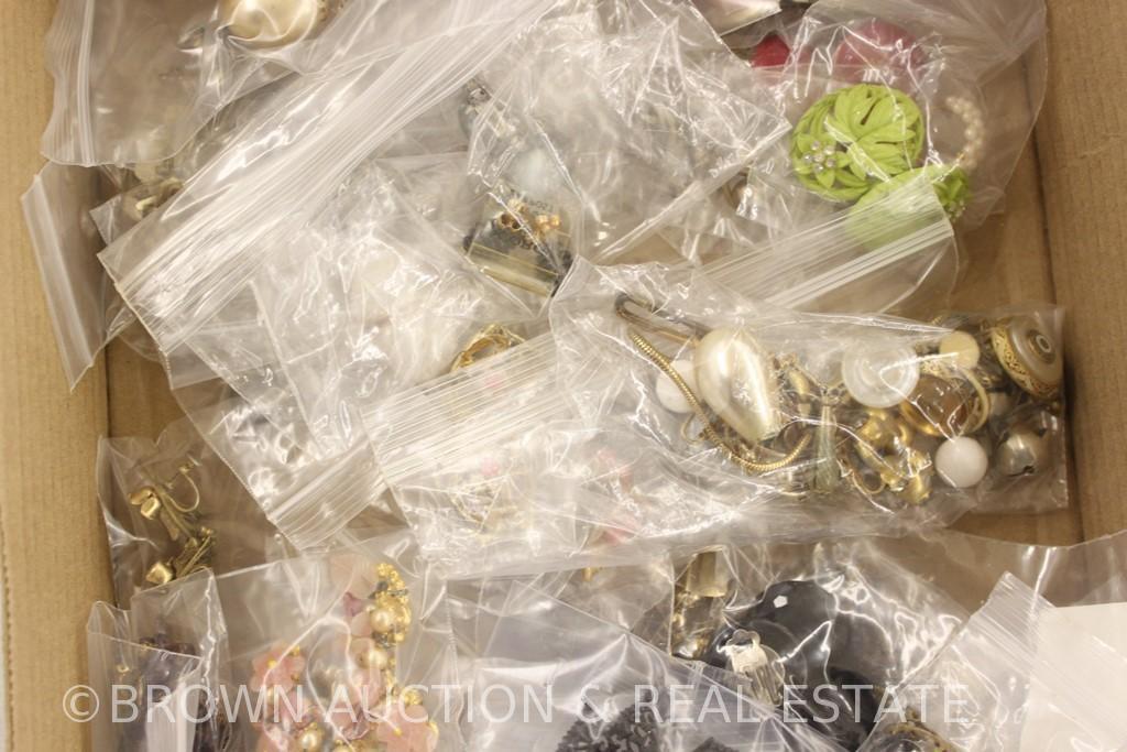 Box lot of costume jewelry, earrings