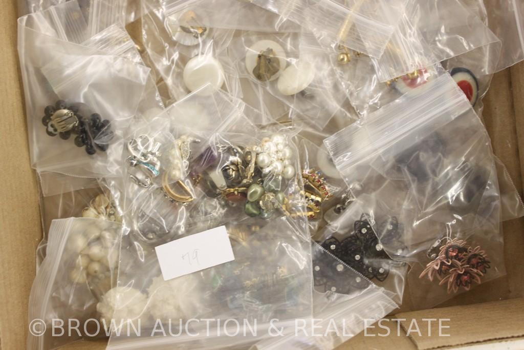 Box lot of costume jewelry, earrings