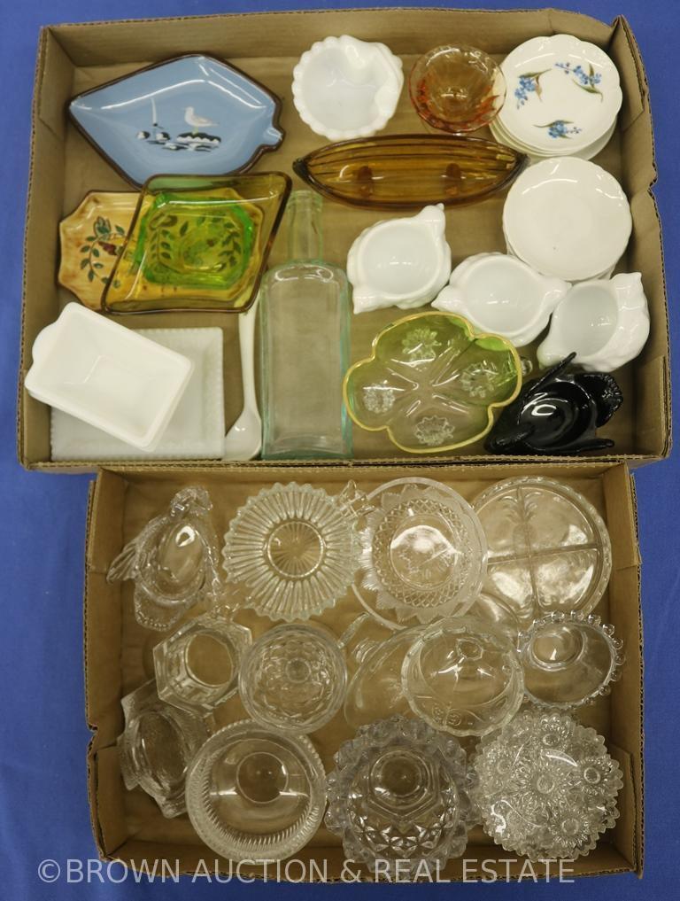 (2) Box lots assorted salt dips, small trays and butter pats