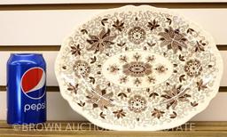 (3) Mason's Transferware platters, graduated sizes, Bow Bells pattern, brown and white