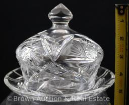 (2) Cov. Butter dishes - 1-EAPG and 1-Cut Glass