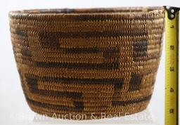 Native American woven basket, 4.5"h x 7.5"d