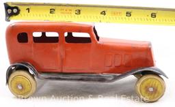 Vintage pressed steel toy car, 6.5"l, rubber tires