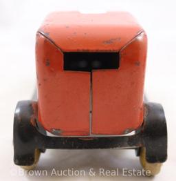 Vintage pressed steel toy car, 6.5"l, rubber tires