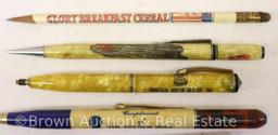 (6) Advertising pencils, mostly mechanicals + Eversharp fountain pen