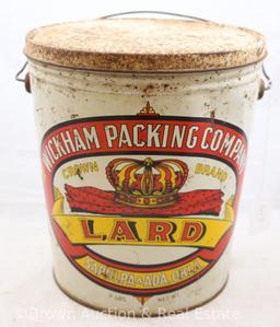 Sunlight Axle Grease.Hardoil 4 lb. can and Wickham Packing Co. 8 lb. Lard can