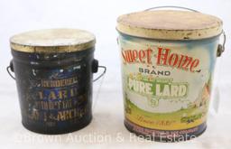 (2) Lard cans: 4 lb. Sweet Home and Garland and Archer/Wellington, KS
