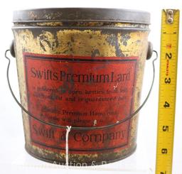 (2) 4 lb. Lard cans: Wickham Packing Co/Sapulpa and Ada, OK; .Swift's Premium