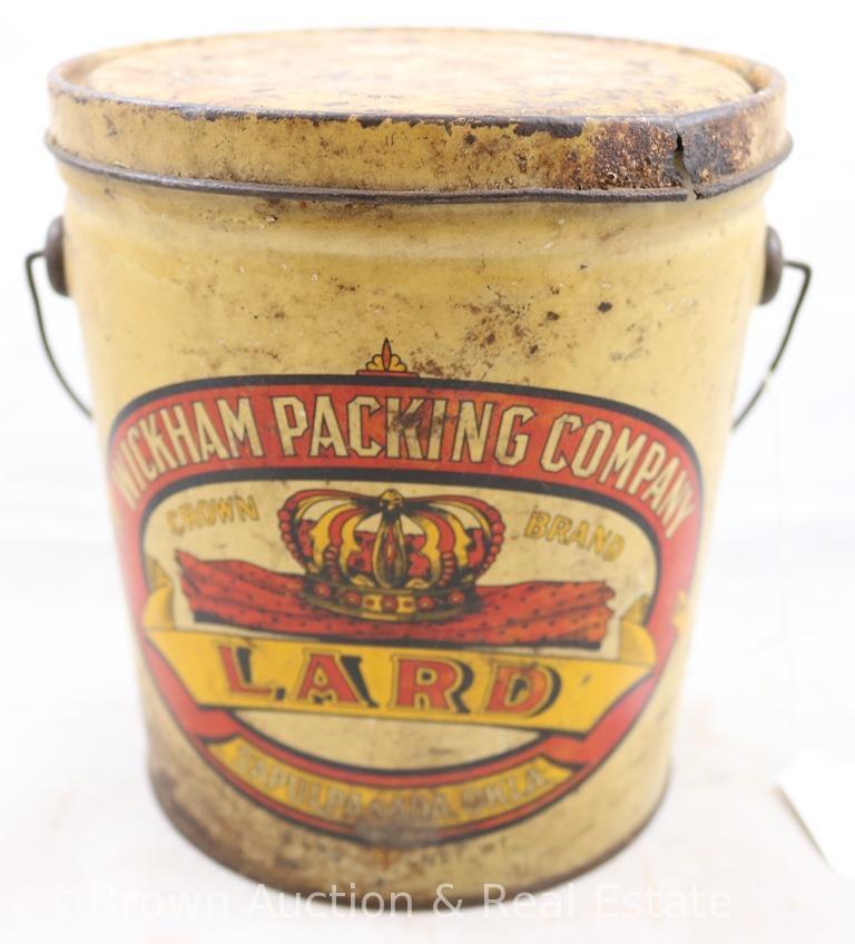 (2) 4 lb. Lard cans: Wickham Packing Co/Sapulpa and Ada, OK; .Swift's Premium