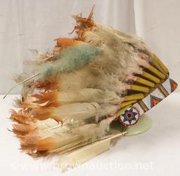 Large Indian Head-dress with nice beadwork along the band