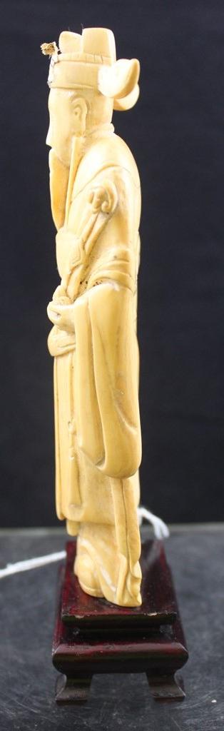 Oriental Carved Figurine, 6" tall, incuding wooden base