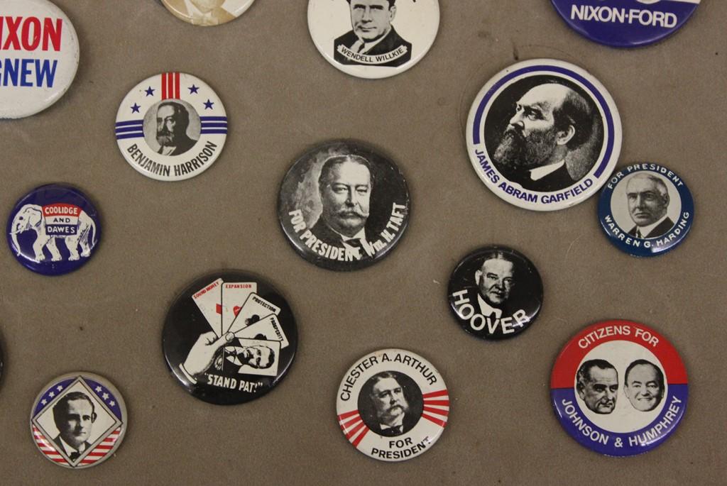 Asortment of (24) political buttons incl. Nixon, Hoover, Arther, Cleveland,
