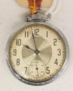 South Bend pocket watch, silver case, 21 jewels