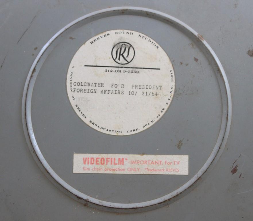 1964 "Goldwater for President: Foreign Affairs" film in canister