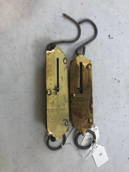 (2) Brass-faced 25lb scales: Chatillon Star 3; Chatillon's Balance No. 2