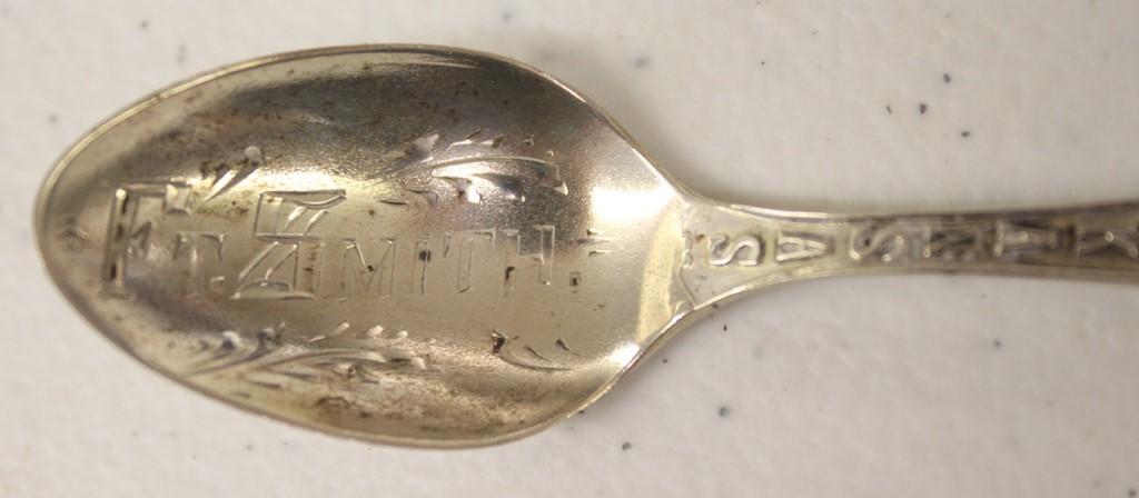 (5) Sterling silver souvenir spoons: Ft. Smith, AR; Winnipeg; Tijuana Mexic