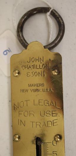 (2) Brass-faced 25lb scales: John Chatillon & Sons; Chatillon's Balance No.