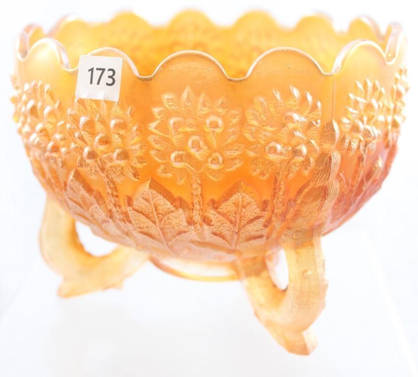 Carnival Glass Fenton Flowers 5"d rose bowl, marigold