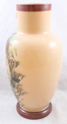 Victorian Bristol Glass 9.75"h vase, Victorian courting couple tending sheep