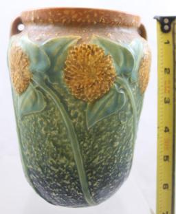 Roseville Sunflower 6"h vase (top rim hairline)