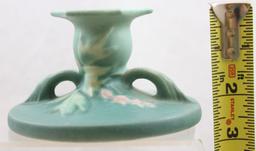 Roseville Bleeding Heart 1140-2" candleholders, green (1 w/broken tip)