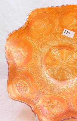 Carnival Glass Fenton Dragon and Lotus 9"d bowl, marigold