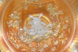 Carnival Glass Imperial Windmill 9" bowl, marigold