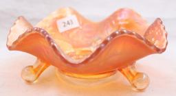 Carnival Glass Fenton Water Lilly 5"d ftd. Berry bowl, marigold