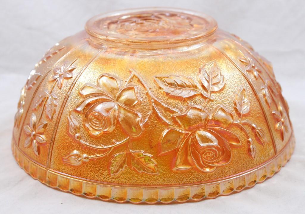 Carnival Glass Imperial Lustre Rose 7 pc. berry set, marigold: 9"d master bowl and (6) 5"d invidual