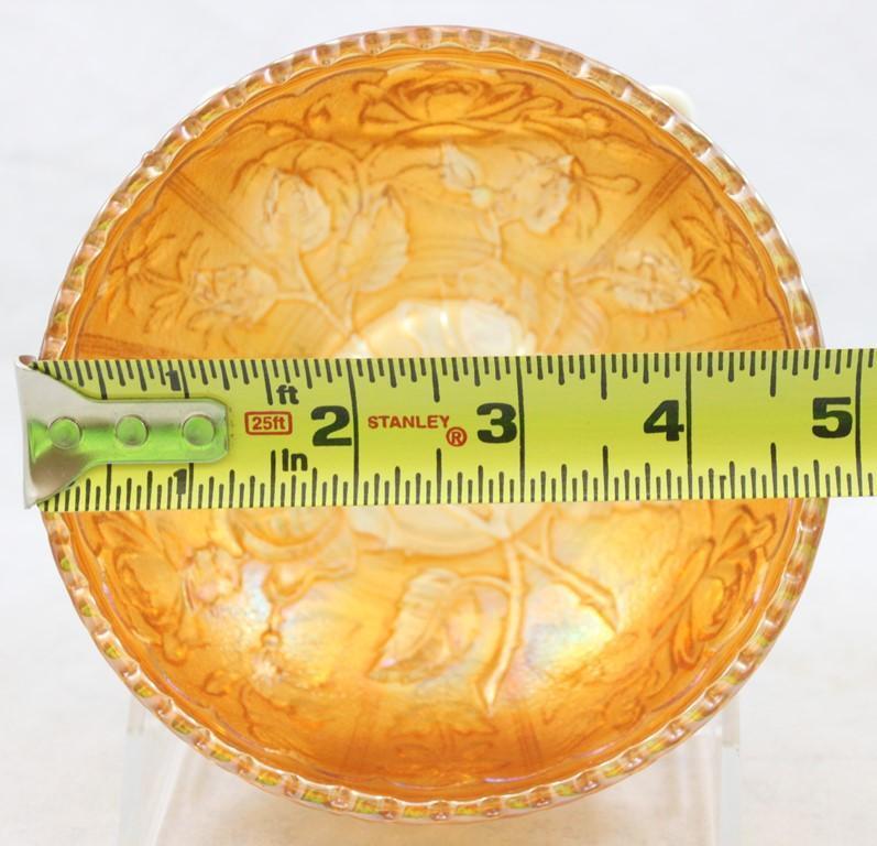 Carnival Glass Imperial Lustre Rose 7 pc. berry set, marigold: 9"d master bowl and (6) 5"d invidual