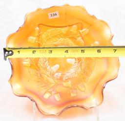 Carnival Glass Fenton Acorn 7.5"d bowl, marigold