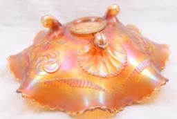 Carnival Glass Northwood Wishbone 8.5"d footed bowl, marigold