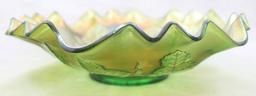 Carnival Glass Millersburg Blackberry Wreath 9"d bowl, green