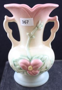 (2) Hull Pottery pieces: 1-Water Lily L-1-5.5" vase, tan/brown; 1-Wildflower W-1-5.5" vase,