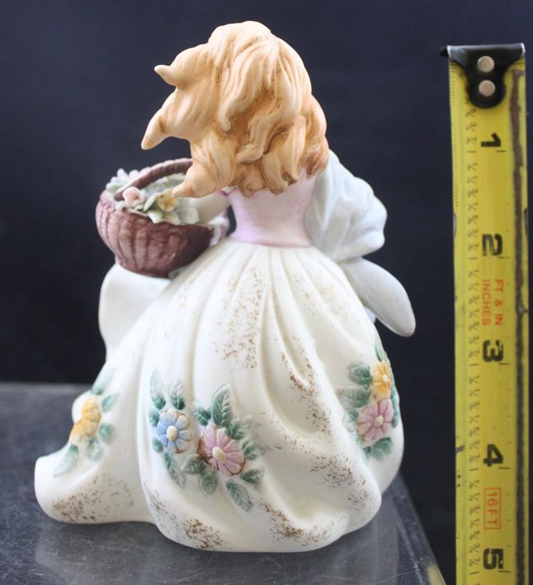 (3) Mrkd. Lefton China figurines, girls with baskets of flowers: KW/33C; KW/125C; KW/125A