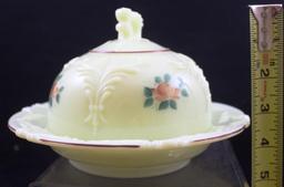 Heisey Custard Glass 4 pc. Table set in Winged Scroll pattern incl. cov. butter (under lid only