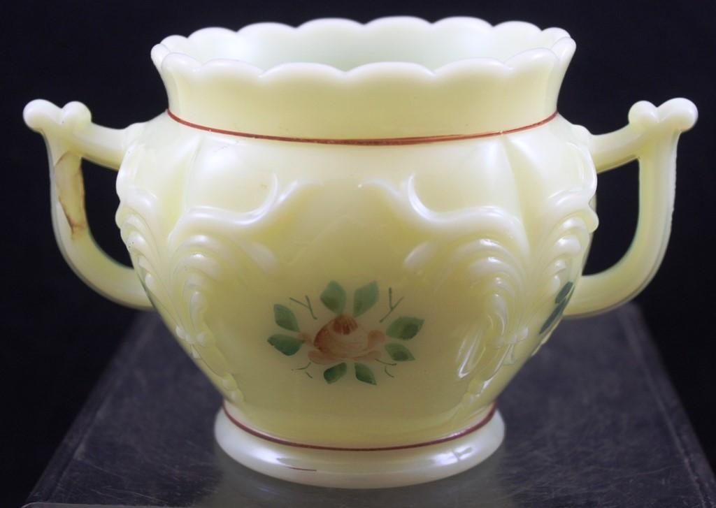 Heisey Custard Glass 4 pc. Table set in Winged Scroll pattern incl. cov. butter (under lid only