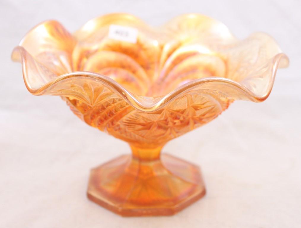 Carnival Glass Imperial Scroll Embossed 4.5"h compote, marigold