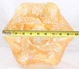 Carnival Glass Millersburg Whirling Leaves 10" bowl, marigold