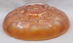 Carnival Glass Millersburg Blackberry Wreath 7" flat bowl, marigold